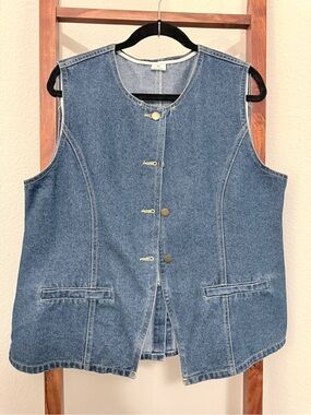 Women's Denim Vest - Sleeveless Blue Jacket Size XL